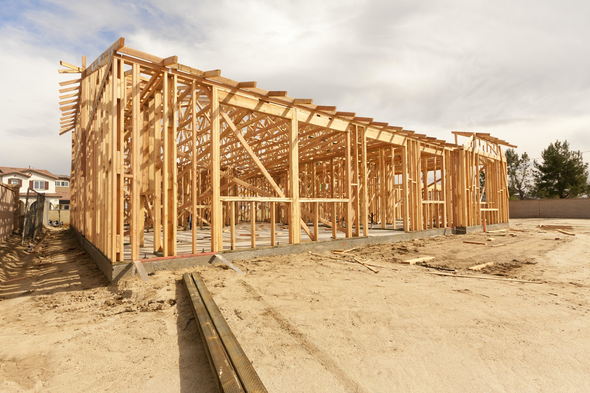 New Construction Wood Home Framing Abstract.